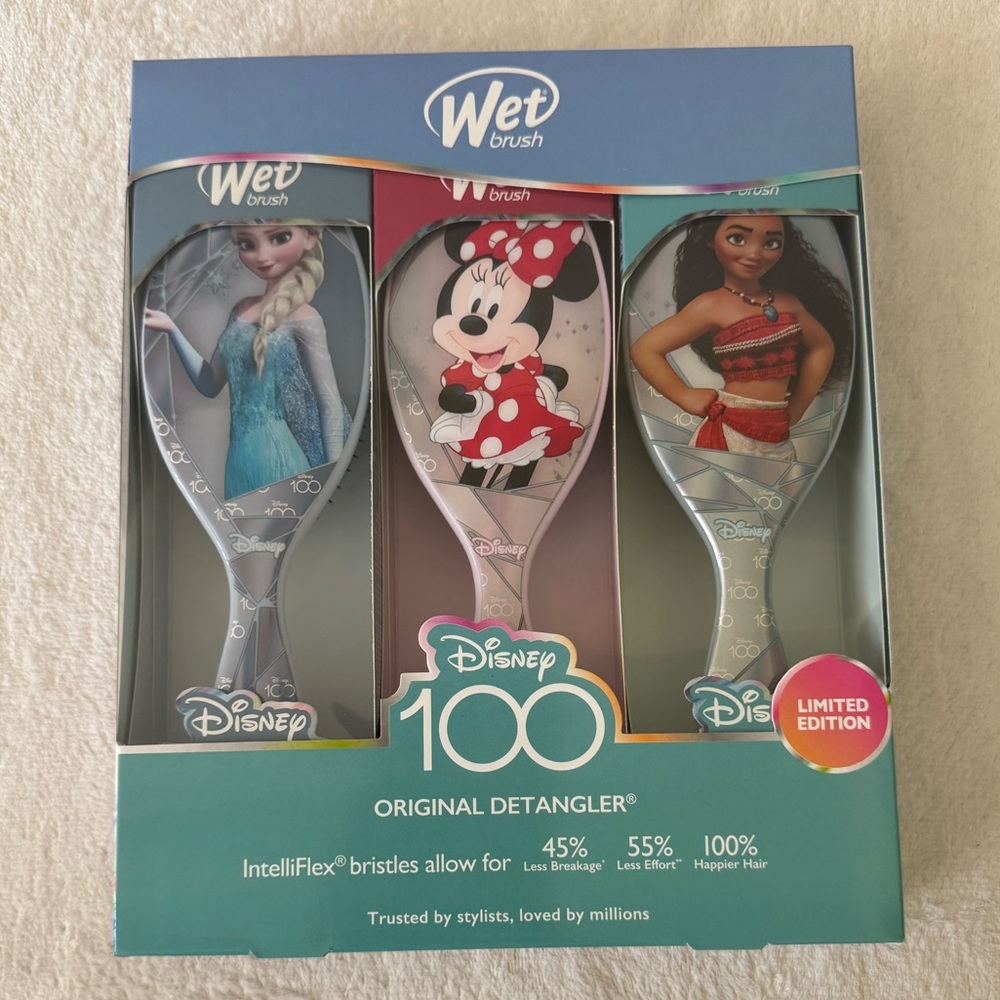 NIB Limited Edition Wet Brush brand Disney 100 Original Detangler Brush Set